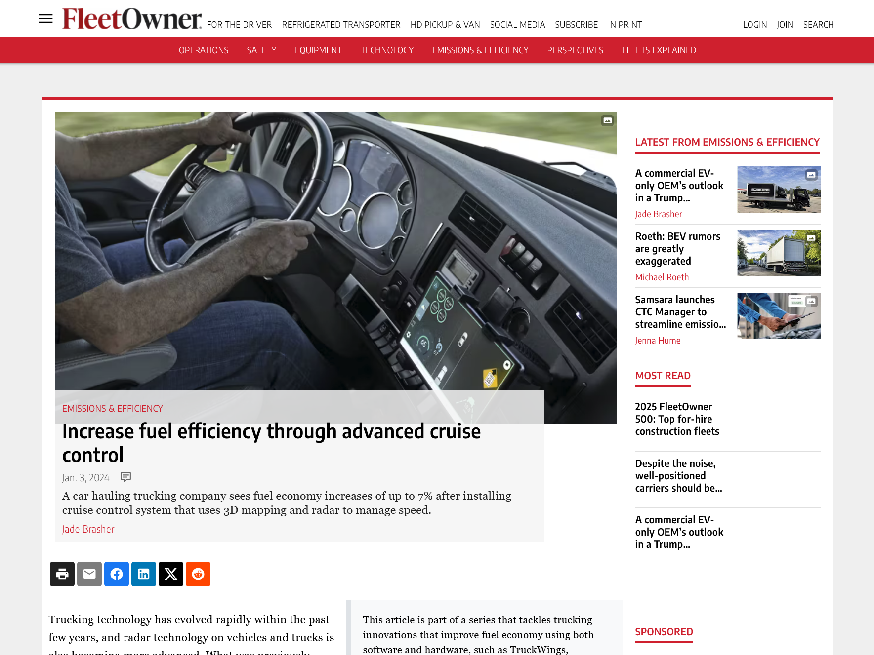 FleetOwner: Increase fuel efficiency through advanced cruise control →